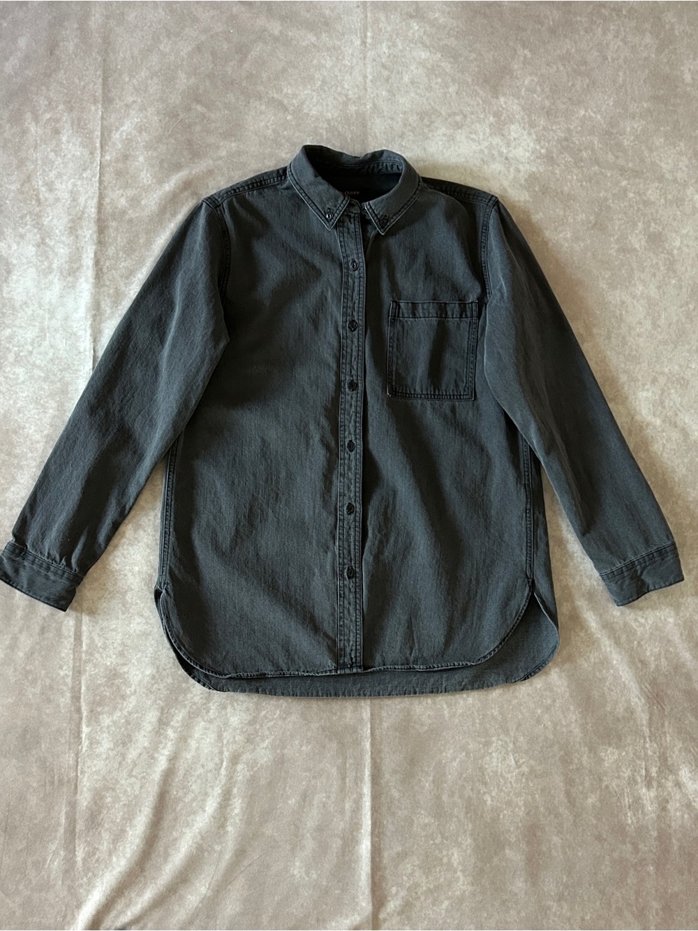 Quince Dark Washed Charcoal Gray Denim Casual Button-Down Shirt Excellent Small